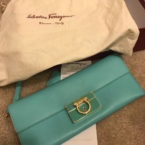 Light teal Salvatore Ferragamo Clutch